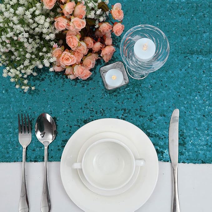 Eternal Beauty Teal Table Runner - Image 4