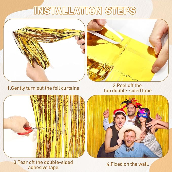 Gold Tinsel Backdrop Birthday Decorations - Image 8