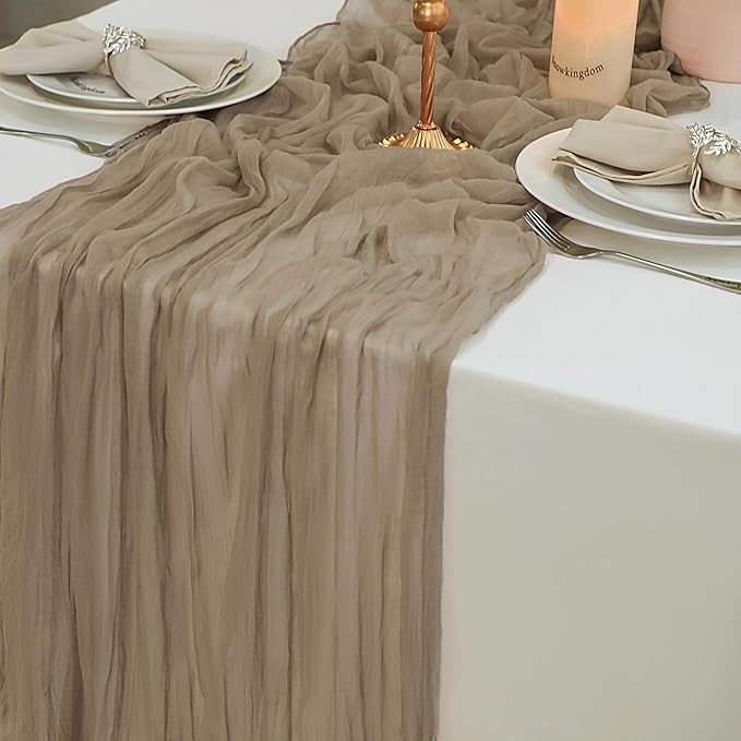 Snowkingdom 6PCS 10 FT Nude Brown Cheesecloth Table Runner, 120 inch Long - Image 7