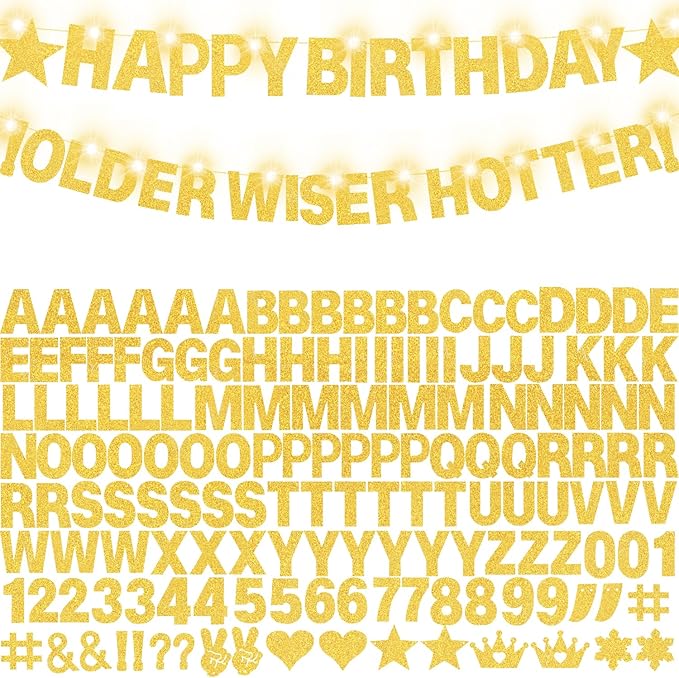 167Pcs DIY Glitter Customizable Banner Kit Custom Banner Happy Birthday - Image 9