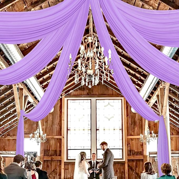 DUOBAO Lavender 5x20ft Chiffon Drapes | Elegant Sheer Wedding Backdrop Curtains by DUOBAO