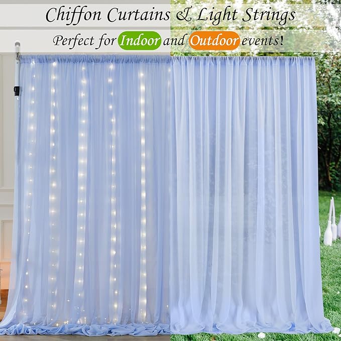 10ft x 10ft Baby Blue Chiffon Backdrop Curtain - Image 5