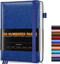 Lined Journal Notebook for Women Men, 256 Numbered Pages Hardcover Leather by Unknown