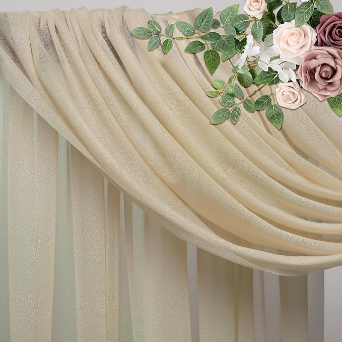 Wedding Arch Draping Fabric 4 Panels 28.7" x 20FT Champagne Sheer Chiffon - Image 4