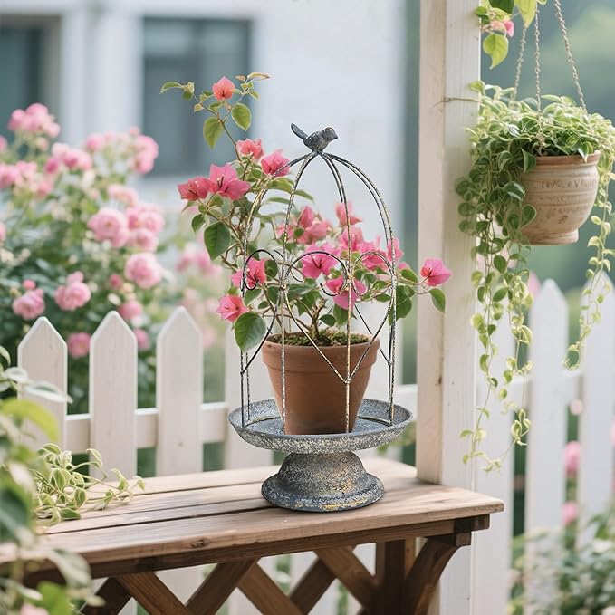 Rustic Farmhouse Metal Planter Holder Vintage Birdcage Candle Holder Distressed - Image 2