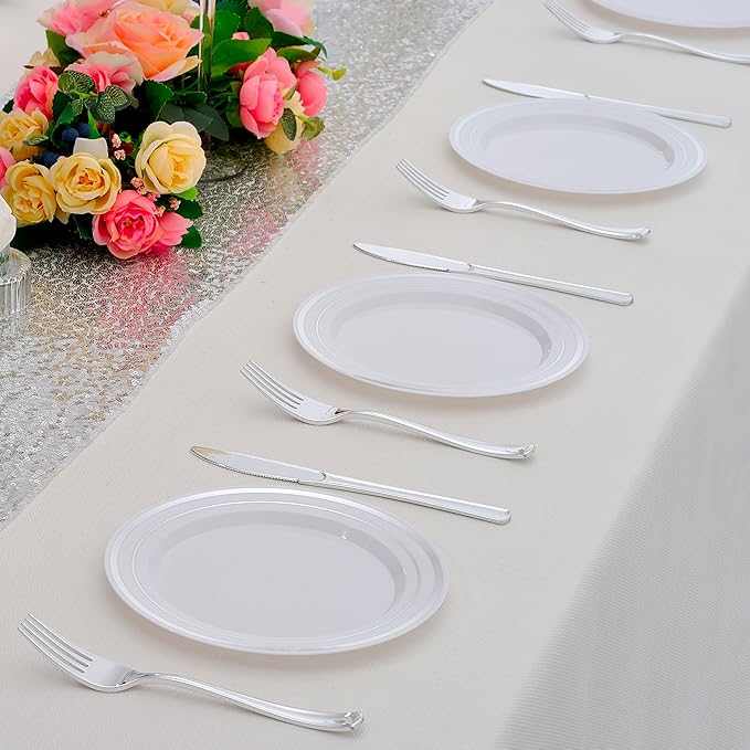 200pcs Silver Dessert Plates - Image 7