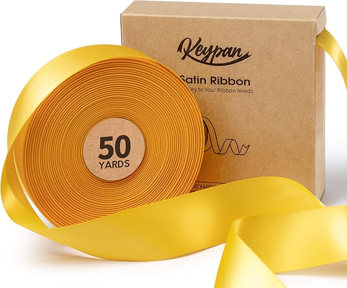 Yellow Ribbon 1-1/2 Inch x 50 Yards Double-Faced Satin Ribbons by Keypan