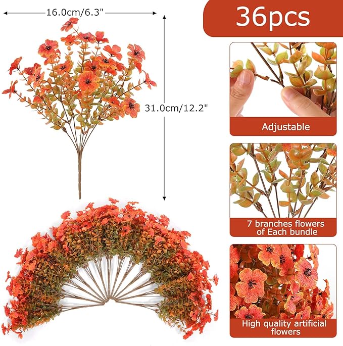 Hananona 36 Pcs Artificial Mum Flowers - Image 2
