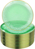 Rubtlamp 100 Pcs Green And Gold Plastic Plates by Rubtlamp