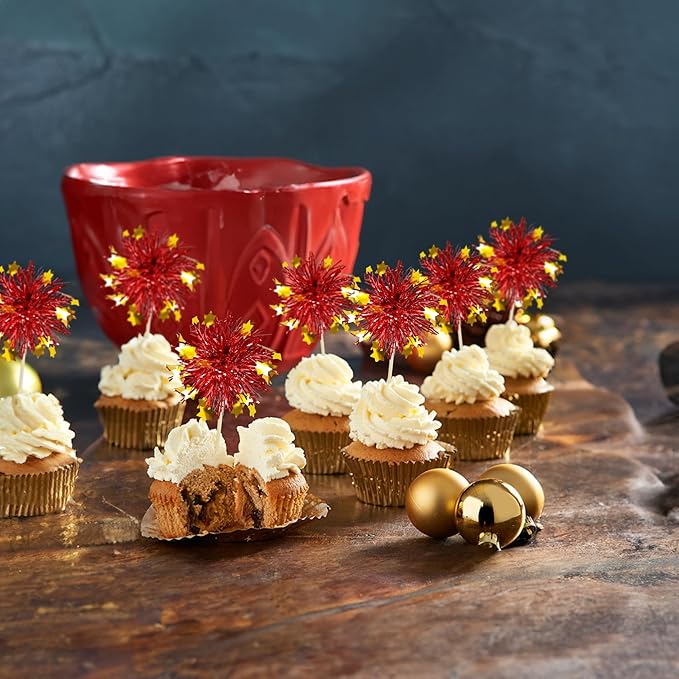 Ephlyn 30Pcs Foil Firework Cupcake Toppers Party Birthday Cake Toppers Supplies - Image 6