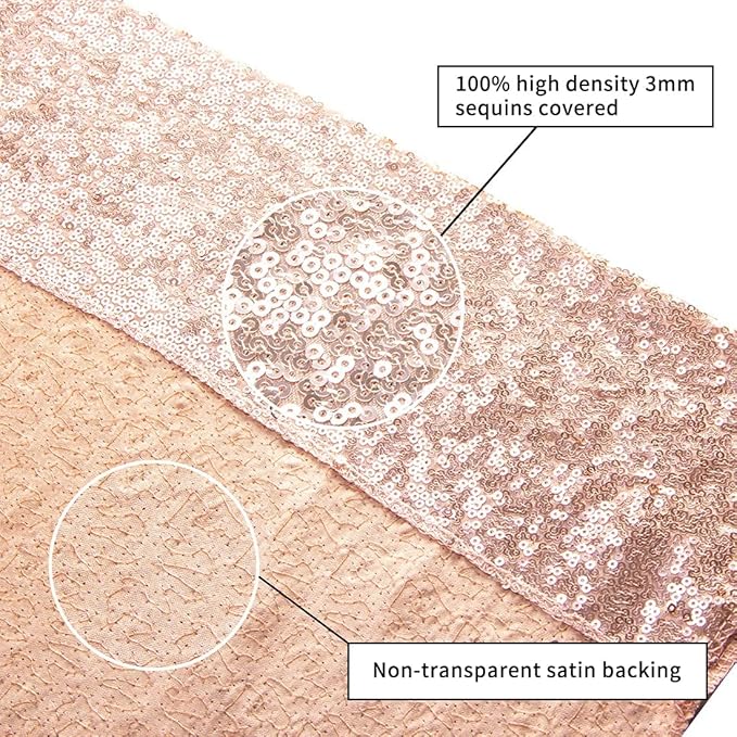 Poise3EHome 8Ft x 10Ft Rose Gold Sequin Backdrop, Glitter Thick Satin Sequin - Image 5