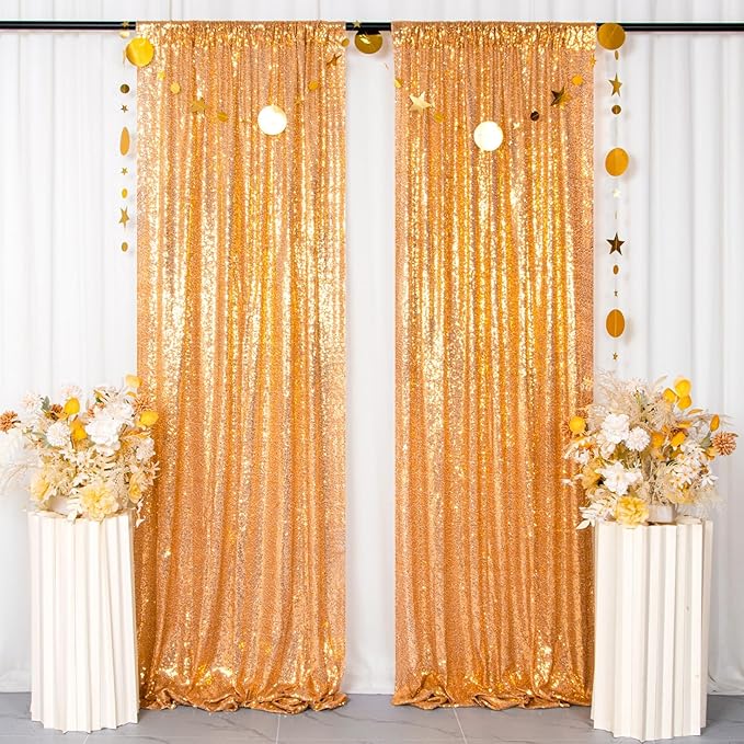 ShinyBeauty Gold Sequin Backdrop 2FTx8FT 8 Pieces Photography Backdrops Baby - Image 5