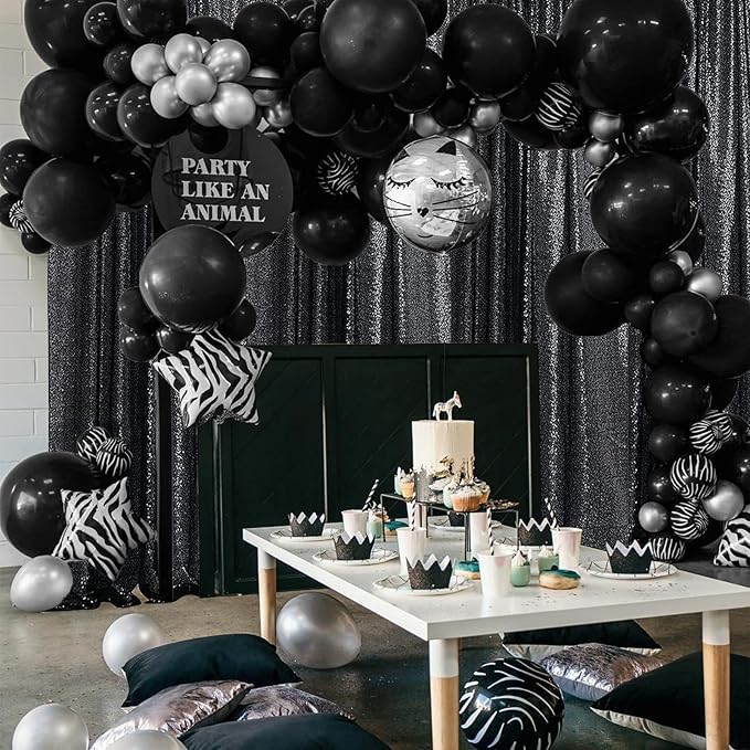 Sugargirl Halloween Black Sequin Backdrop Curtain 2 Panels 2FTx8FT Glitter - Image 2