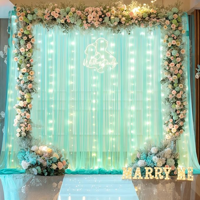 Sage Green Tulle Backdrop Curtains - Image 5