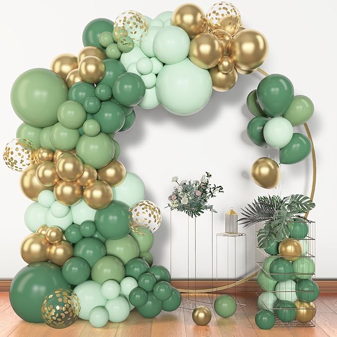 Amandir 153pcs Sage Green Balloon Garland Arch Kit, Different Sizes 18 12 10 5 by Amandir