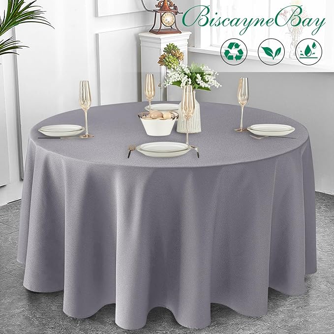Biscaynebay Textured Fabric Round Tablecloths 120", Wedding and Parties etc. - Image 7