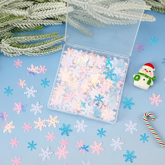 MARFOREVER Snowflakes Glitter Confetti, Christmas Sparkly Clear and White - Image 3