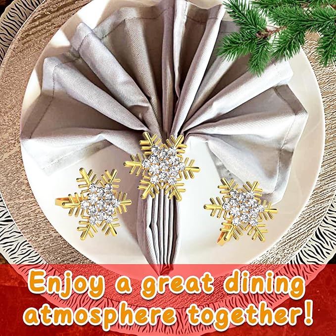 Halatool Christmas Napkin Rings Set of 8, Party Table Decoration - Image 5