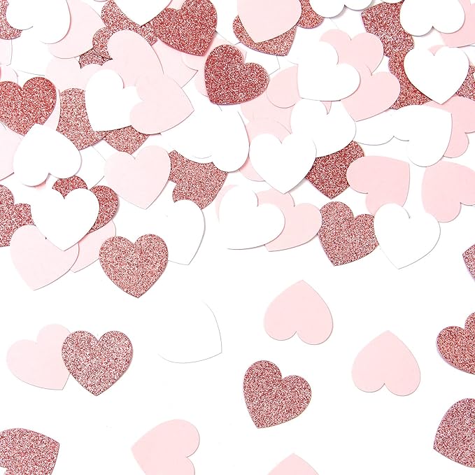Rose-Gold Pink White Heart Confetti by LastingSurprise