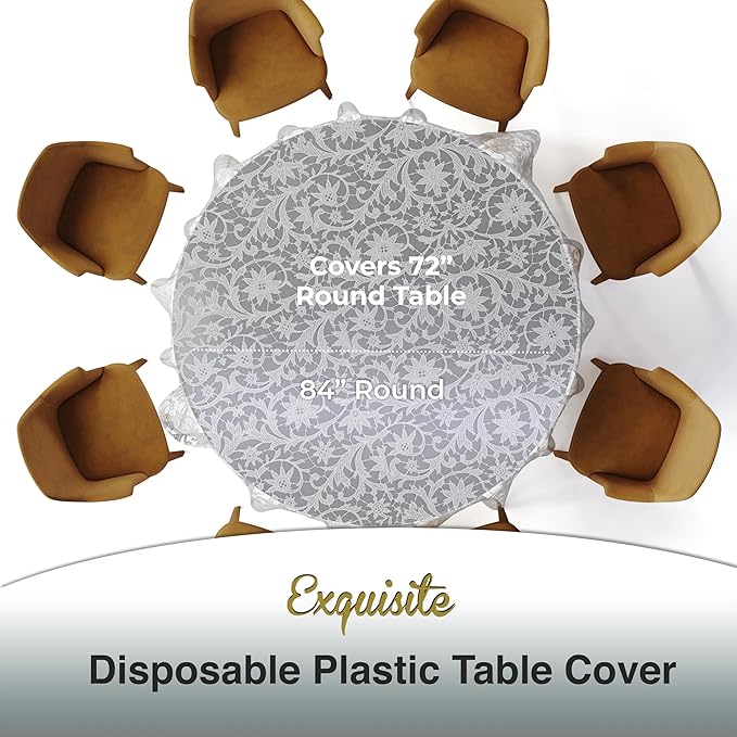 Exquisite Lace Table Cloth Round Table Plastic 12-Pack Lace Tablecloth Round - Image 3