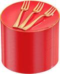 Festiva 200Pcs Red Gold Dessert Plates 6.3" by Festiva