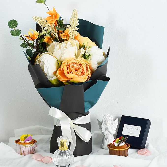 BEISHIDA 20Pcs Gray and Blue Double Sided Floral Wrapping Paper Matte - Image 6