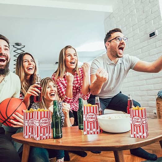 200 Pcs Paper Popcorn Bags Bulk 2 oz Large Flat Bottom Boxes Red and White - Image 6
