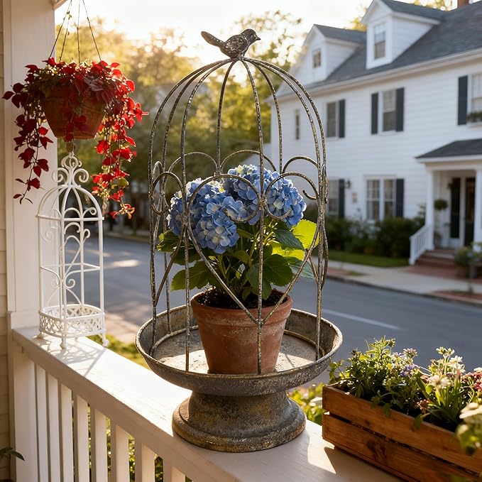 Rustic Farmhouse Metal Planter Holder Vintage Birdcage Candle Holder Distressed - Image 4
