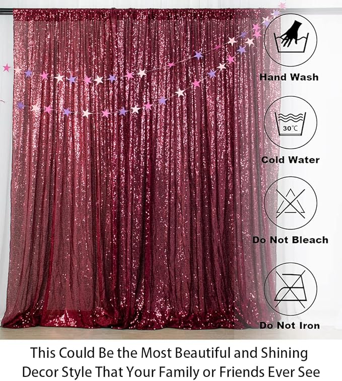 ShinyBeauty Burgundy Sequin Wedding Backdrop - Image 5