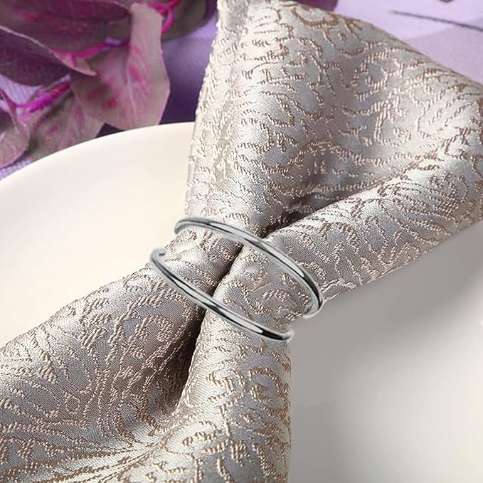 Silver Napkin Rings-12 PCS Metal Spiral Napkin Rings Napkin Holders Buckles - Image 4