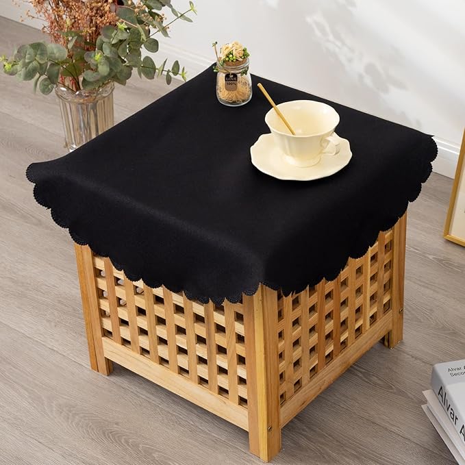 Small Round Black Tablecloth 24 Inch Polyester Fabric Washable Table Cover - Image 3