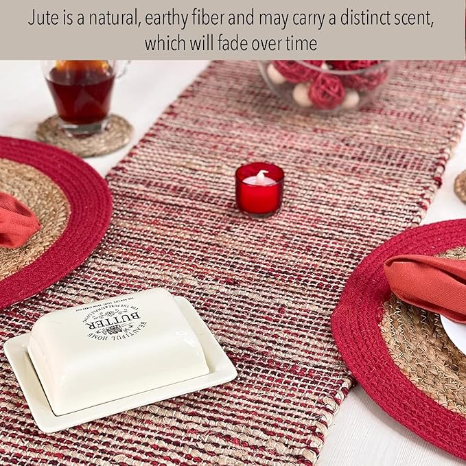Chardin home Natural Jute Table Runner 13x36 Inch – Vintage Boho Rustic Table - Image 2