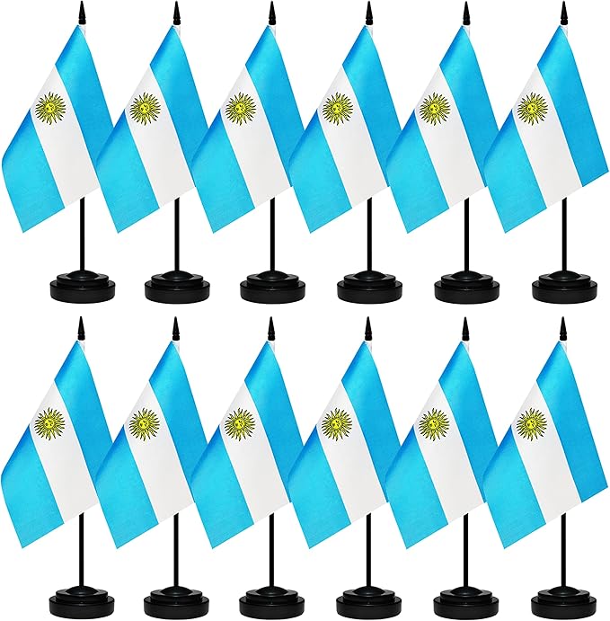 12 Pack Argentina Desk Flags Set, Argentine Small Mini Table Office Flags by BCLin