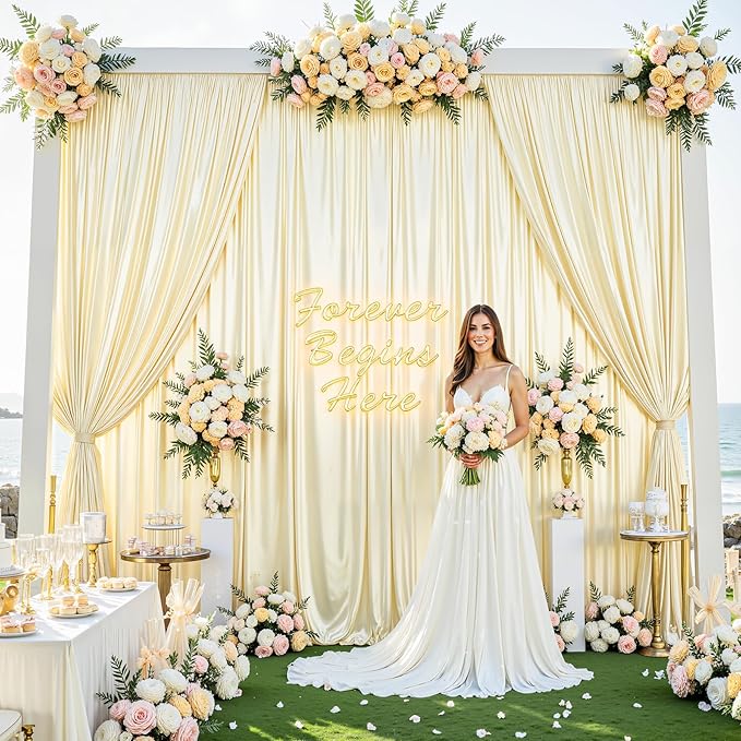 10x10 ft Champagne Glitter Backdrop Curtain - Image 6