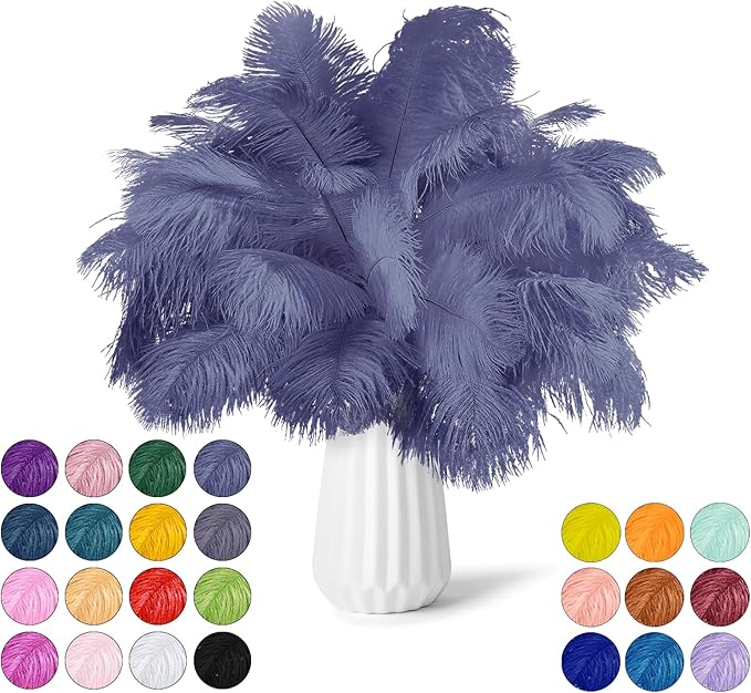 NEWONG 30pcs Blue Purple Ostrich Feathers Natural Bulk 11-14inch Vase Craft by NEWONG