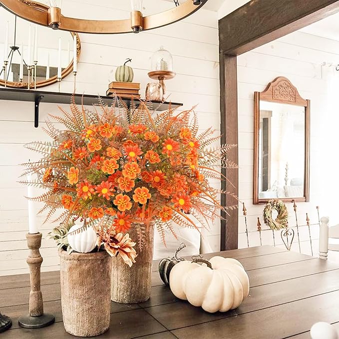 16 Pcs Fake Fall Flowers Outdoor Fall Artificial Flower Arrangements Faux Fall - Image 8