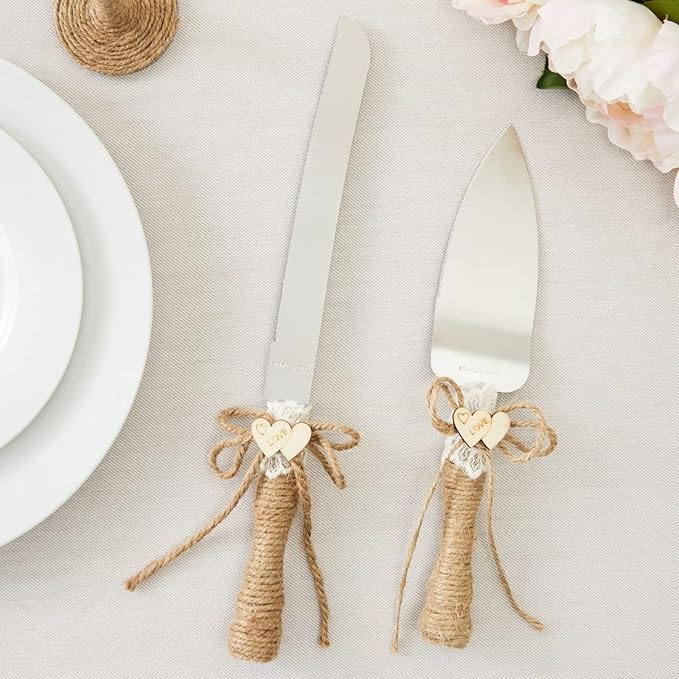 Juvale Wedding Decor Rustic Cake Knife & Server Set - Image 2
