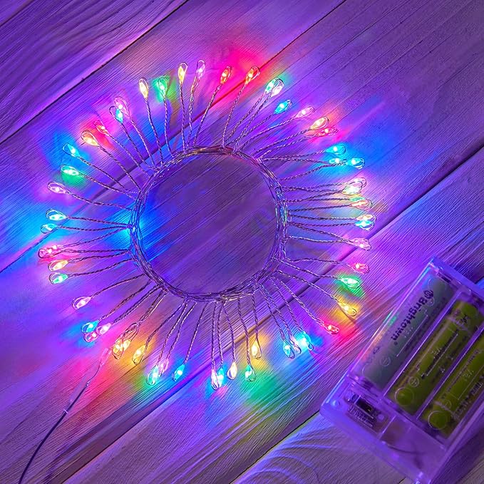 Fairy Lights Battery Operated, Twinkle String Lights Silver Wire 5 FT 60 LED by Minetom