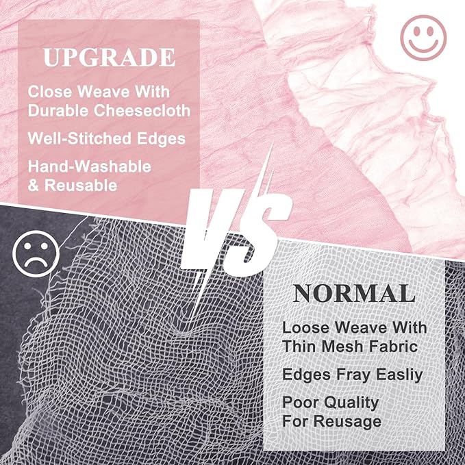 Asee'm 2pcs Cheesecloth Table Runner 120 Inches Blushing Pink Boho Gauze Cheese - Image 4