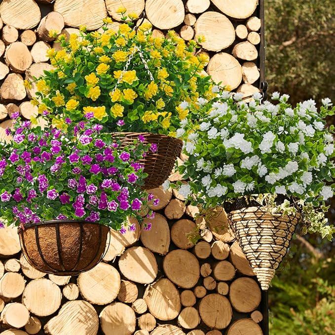 10 Bundles Artificial Fake Flowers, Faux Outdoor Plastic Plants UV Resistant - Image 6
