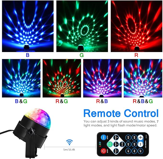 Party Disco Ball Dj Dance Lights Disco Strobe Rave Sound Activated Projector - Image 2