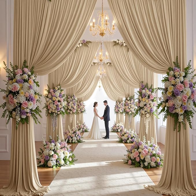 20×14 ft Wrinkle Free Beige Backdrop Curtain - Image 5