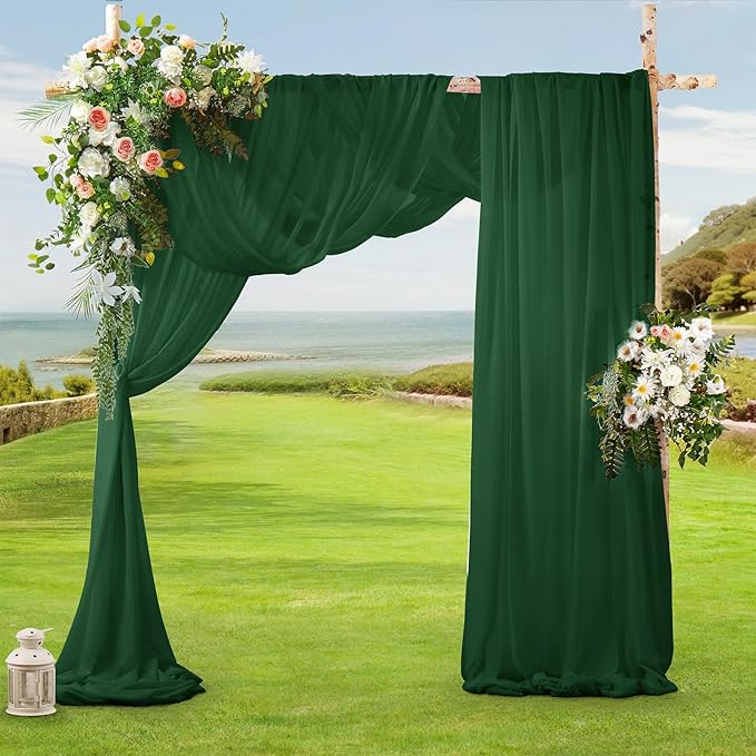 SiinvdaBZX 2 Panels Wedding Arch Draping Fabric 30" x 240" Emerald Green - Image 2