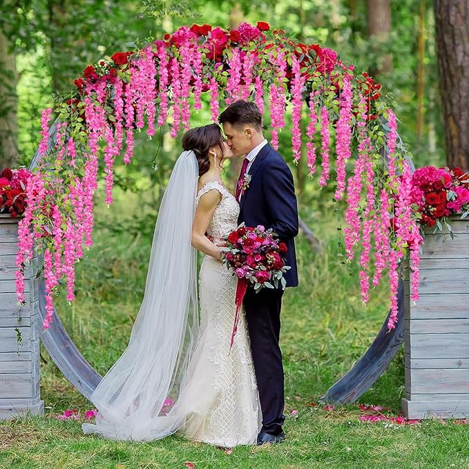 12 Pack Fuchsia Wisteria Hanging Flowers, 3.44 Ft Fake Hanging Flowers - Image 7