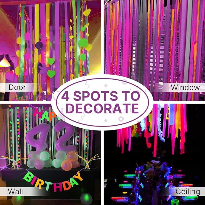 PartyWoo Purple Crepe Paper Streamers 4 Rolls 328 ft Pack of Neon Purple Crepe - Image 5
