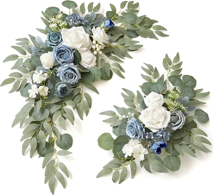 Wedding Sign Faux Flower Swag for Ceremony Party Reception Entrance Floral by Muhanjia