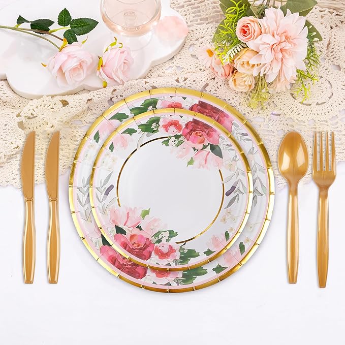 280 Pcs Thanksgiving Floral Paper Plates And Napkins Party Supplies - Image 4