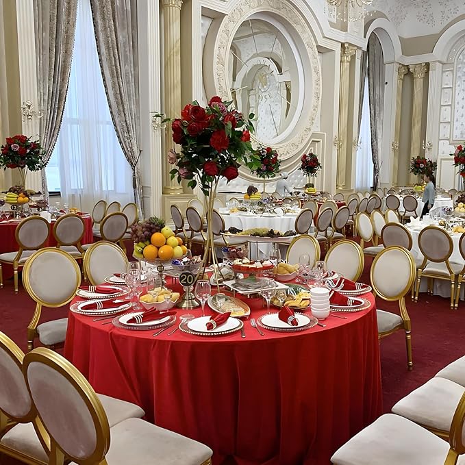 8 Pack Red Round Tablecloth 90 Inch Red Table Cloth Stain and Wrinkle Resistant - Image 3
