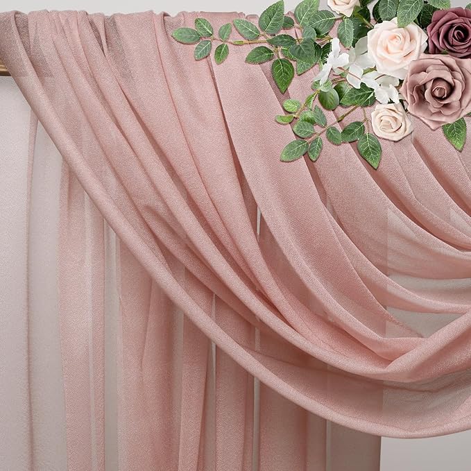 Wedding Arch Draping Fabric 1 Panel 28.7" x 20FT Dusty Rose Sheer Chiffon - Image 4