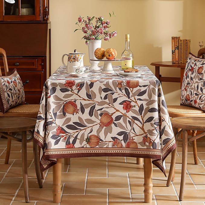 patdrea Designer Linen Small Square Tablecloth, Fall Framhouse French - Image 3
